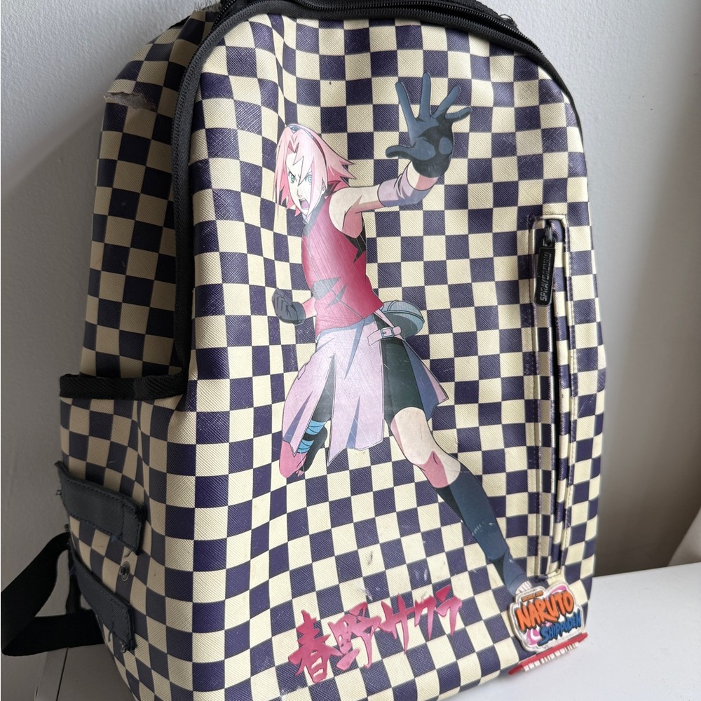 Anime Character Checkered Backpack - Picture 9 of 11